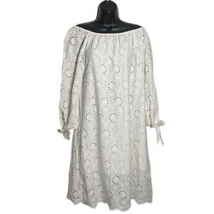 Valentina Naldi Dress Womens Medium White Eyelet Romantic Boho Feminine Cottage